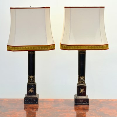 Lot 1179 - Pair of Lampe-Silvant French Tole Lamps