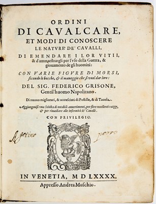 Lot 83 - Grisone's riding manual of 1590