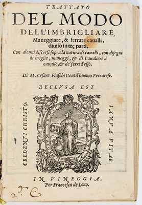 Lot 79 - Fiaschi's treatise on riding, including how to sing to your horse