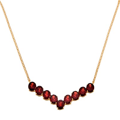 Lot 2072 - Low Karat Gold and Garnet Necklace