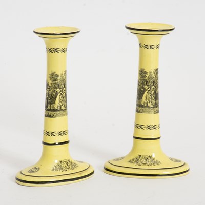 Lot 147 - Pair of Mottahedeh Porcelain Candlesticks