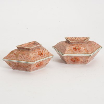 Lot 148 - Pair of Asian Style Porcelain Lidded Dishes
