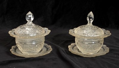 Lot 149 - Pair of Cut Glass Lidded Bowls