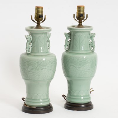 Lot 150 - Chinese Style Celadon Glazed Lamp