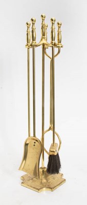 Lot 170 - Brass Five-Piece Fireplace Tools Set