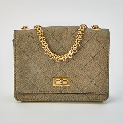 Lot 1186 - Chanel Grey Iridescent Leather 'Reissue 2.55' Mini Flag Bag