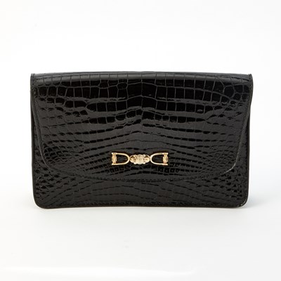 Lot 1181 - Vintage Celine Black Crocodile Clutch