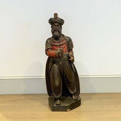 Lot 1136 - Painted and Carved "Turk" Countertop Tobacconist Figure