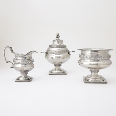 Lot 203 - American Silver Cream Jug, Covered Sugar Bowl and Waste Bowl