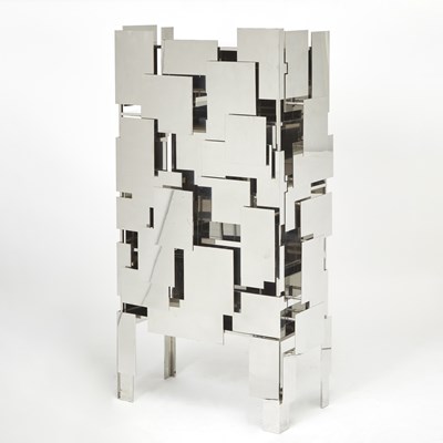 Lot Mattia Bonetti Stainless Steel "Strata" Cabinet