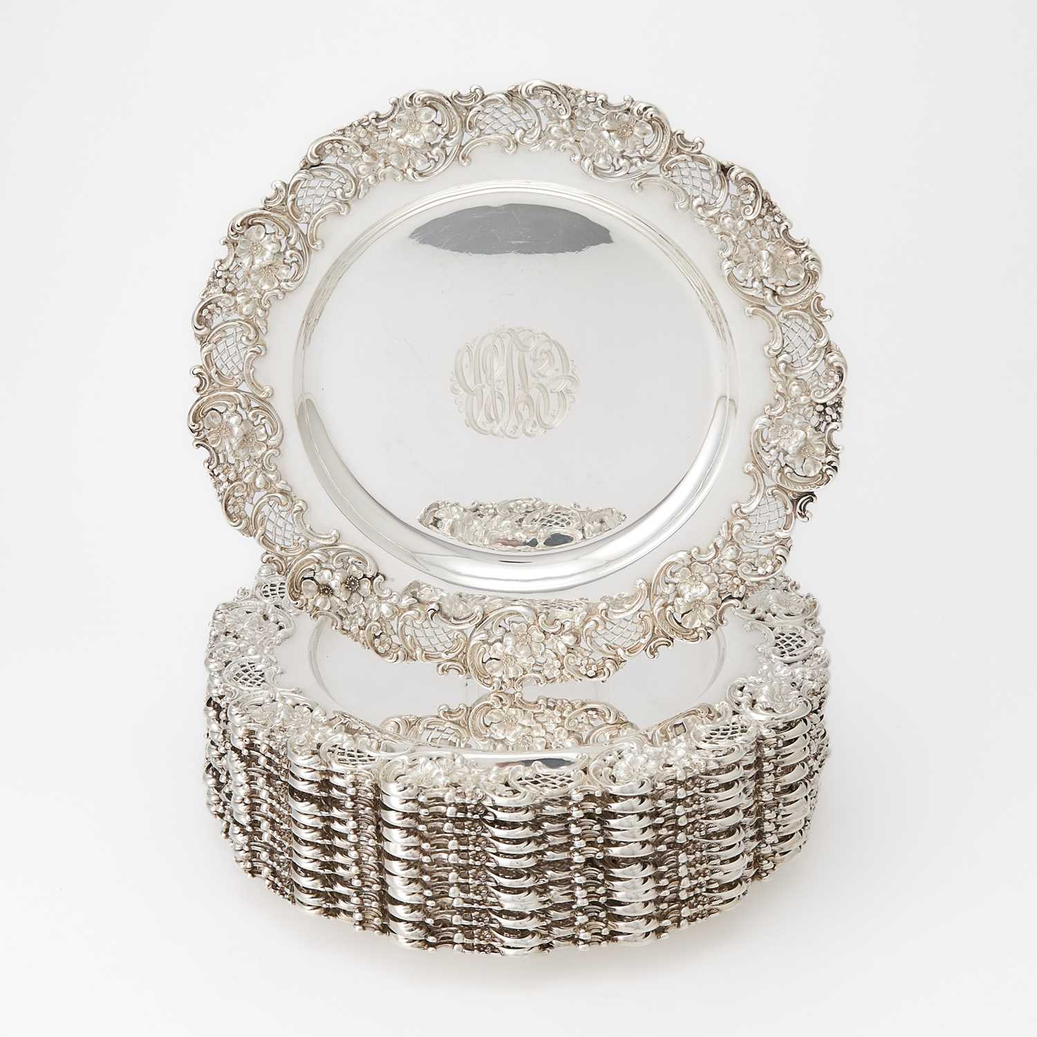 Lot 21 - Set of 12 American Sterling Silver Lunch Plates