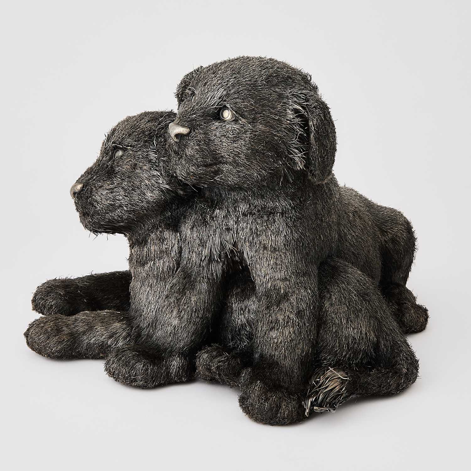 Lot 28 - Gianmaria Buccellati Italian Sterling Silver Sculpture of Two Lion Cubs