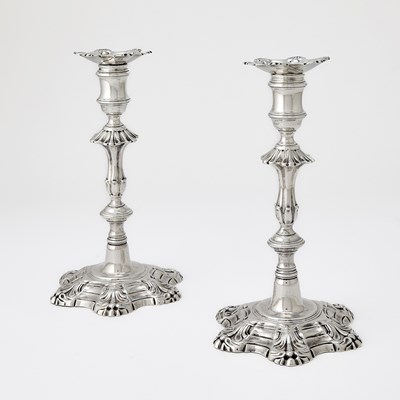 Lot 40 - Pair of George II Sterling Silver Candlesticks