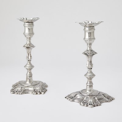 Lot 32 - Pair of George II Sterling Silver Candlesticks