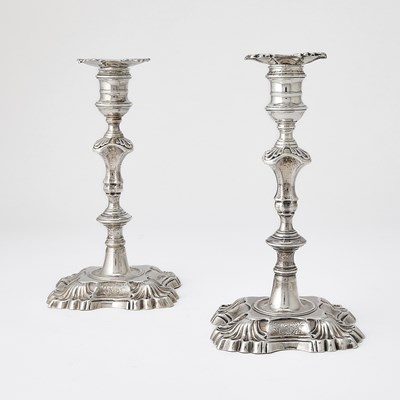 Lot 33 - Pair of George II Sterling Silver Candlesticks