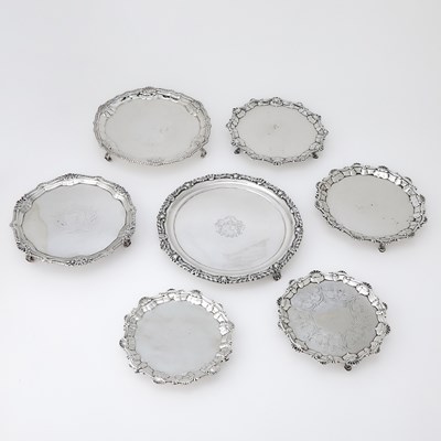 Lot 36 - Group of Seven Georgian Sterling Silver Waiters