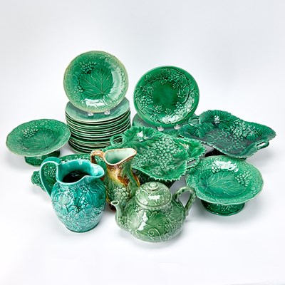 Lot 655 - Group of Green Majolica Grape Themed Tablewares