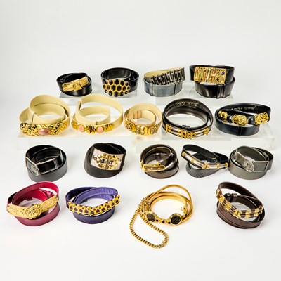 Lot 52 - Group of Judith Leiber Leather and Exotics Skin Belts