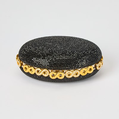 Lot 55 - Judith Leiber Black Rhinestone Oval Clutch
