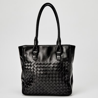 Lot 62 - Woven Black Calfskin Leather Tote Bag
