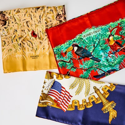 Lot 64 - Three Hermès Silk Scarves