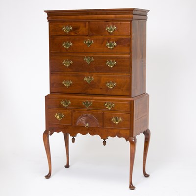 Lot 95 - Queen Anne Walnut and Maple High Chest