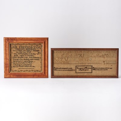 Lot 214 - Two Needlework Samplers