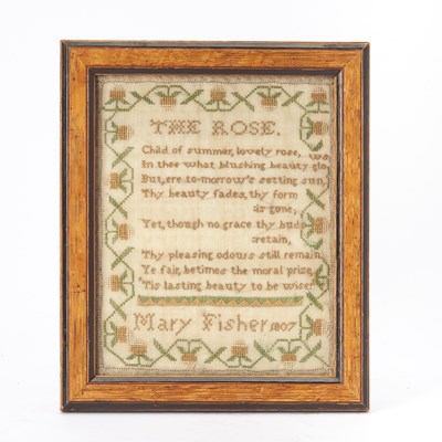 Lot 108 - Needlework Sampler "The Rose/Mary Fisher"