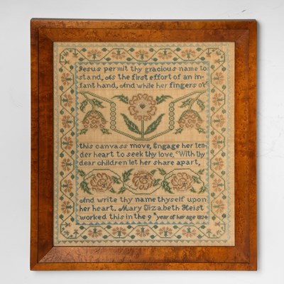 Lot 188 - Needlework Sampler "Mary Elizabeth Heist"