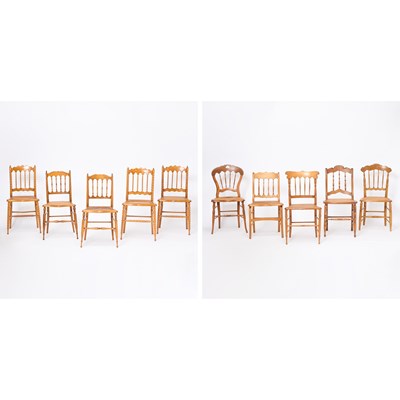 Lot 115 - Assembled Set of Ten Victorian Caned Seat Side Chairs