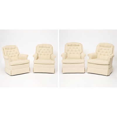 Lot 230 - Set of Four Upholstered Rocking Swivel Chairs