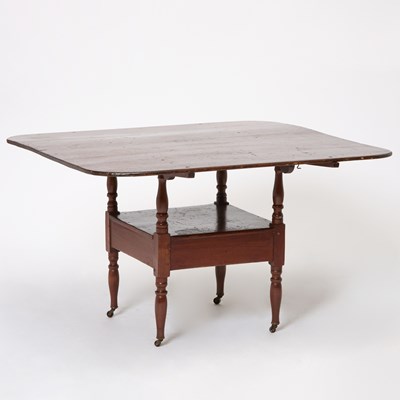 Lot 134 - Red Painted Pine and Maple Hutch Table