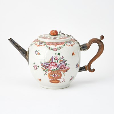 Lot 75 - Chinese Export Silver Mounted Teapot and Cover