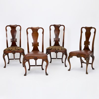 Lot 294 - Set of Four George I Style Walnut Side Chairs