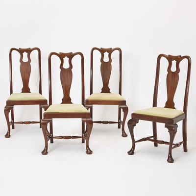 Lot 145 - Set of Four American Queen Anne Style Walnut Side Chairs