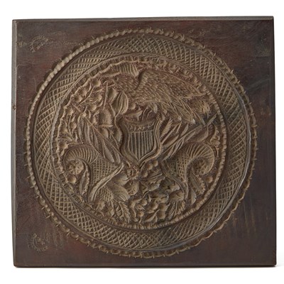 Lot 10 - Carved Patriotic Mahogany Cake Board