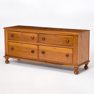 Lot 151 - Poplar Low Chest of Four Drawers