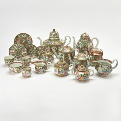 Lot 73 - Assembled Chinese Rose Medallion Export Porcelain Tea Service