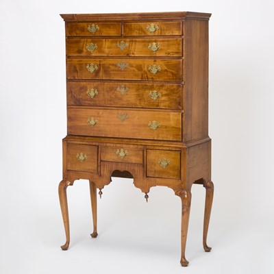 Lot 163 - Queen Anne Maple High Chest of Drawers