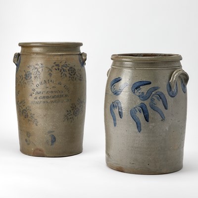 Lot 169 - Two Cobalt Decorated Stoneware Crocks