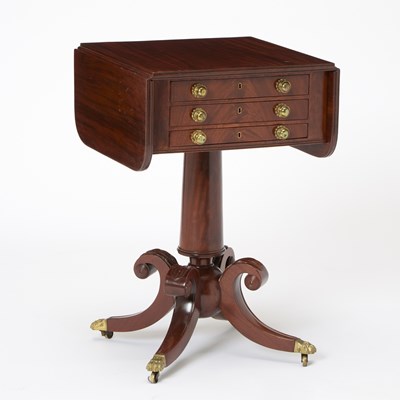 Lot 158 - Classical Mahogany Three Drawer Work Table