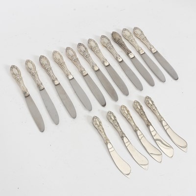 Lot 225 - Set of Eleven Sterling Handled 'King Richard' Pattern Knives