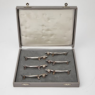 Lot 216 - Cased Set of Six Italian Sterling Silver Novelty Knife Rests