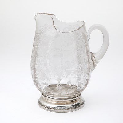 Lot 220 - American Sterling Silver Mounted Etched Glass Water Pitcher