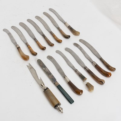 Lot 250 - Group of White Meta Agate and Jasper Handled Knives