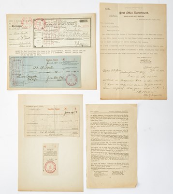 Lot 95 - United States. Final Postal Money Order Issued by the Hawaiian Republic and First Post Money Order Issued by the United States Government. June 13th and 14th, 1900.