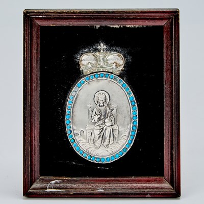 Lot 1043 - Russian Silver Icon of Christ Pantocrator