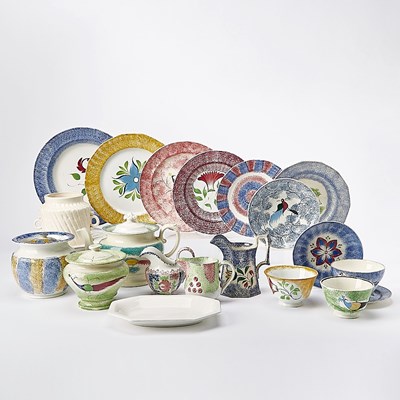 Lot 912 - Group of Spatterware Earthenware Table Articles