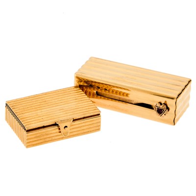 Lot 1200 - Gold Pill Box, France, and Gold and Ruby Rouge Case, Italy