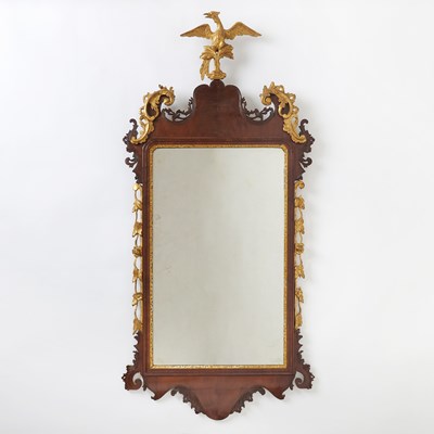 Lot 102 - Chippendale Parcel-Gilt and Figured Mahogany Looking Glass